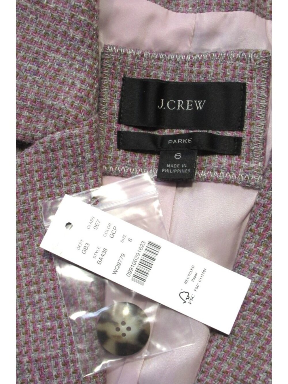 NWT J.Crew Parke Blazer in Gray Camel Pink English Birdseye Twill-Wool Jacket 6 - Picture 8 of 8